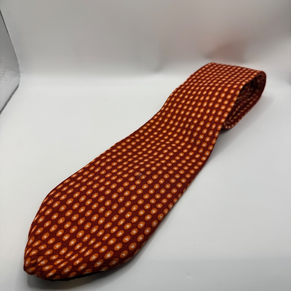 Guess OS Necktie Mens Orange Geometric Starburst Silk American Classics Tie
